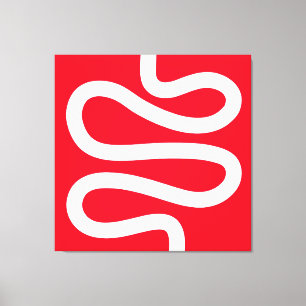 Toile Ligne courbe - Blanc sur rouge