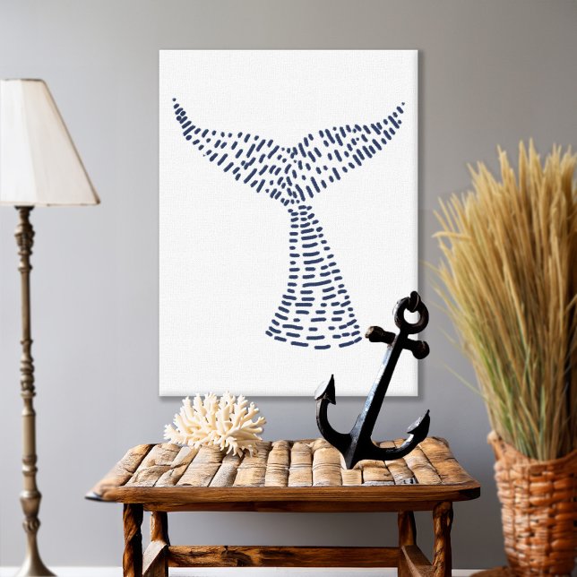 Toile Ligne de voile nautique (Nautical Whale Tail Line Art Canvas Print)