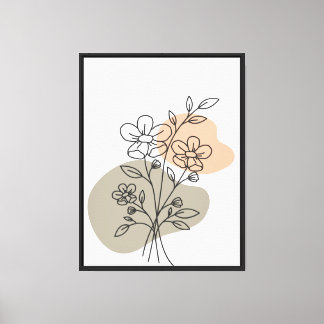 Toile Ligne Florale Dessin Mur Art - Boho moderne Botani