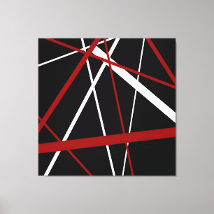 Toile Ligne Moderne Géométrie Urbaine Noir Blanc Rouge