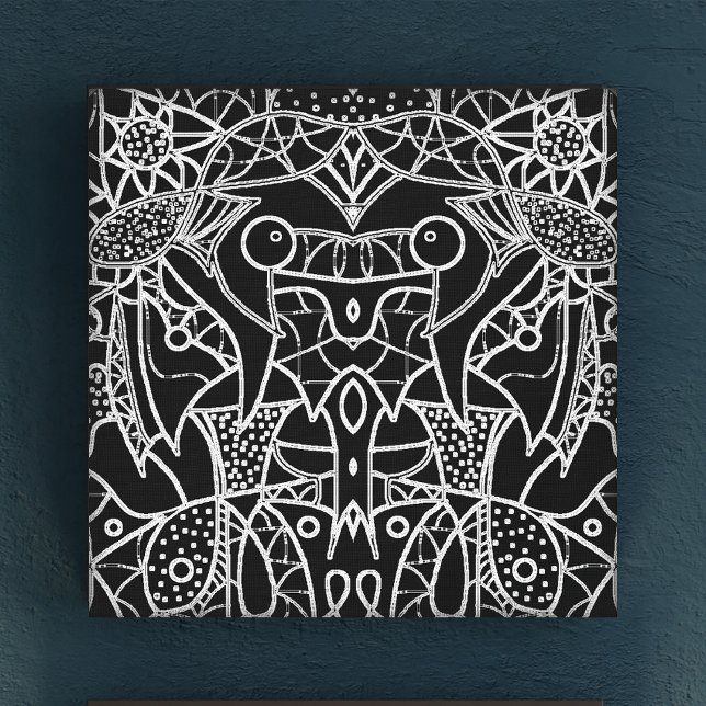 Toile Lignes Abstraites De Calque Tribale Noir Et Blanc  (Créateur téléchargé)