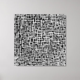 Toile Lignes croisées d'encre - Blanc sur noir