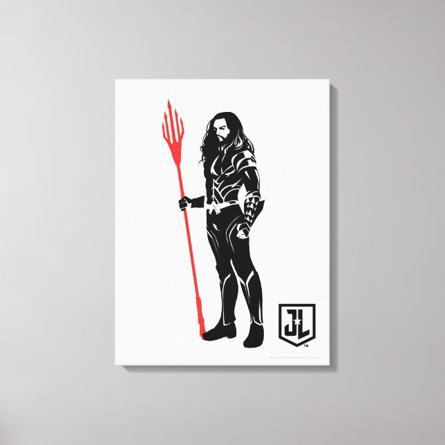 Toile Ligue de Justice | Aquaman Pose Noir Pop Art (Recto)