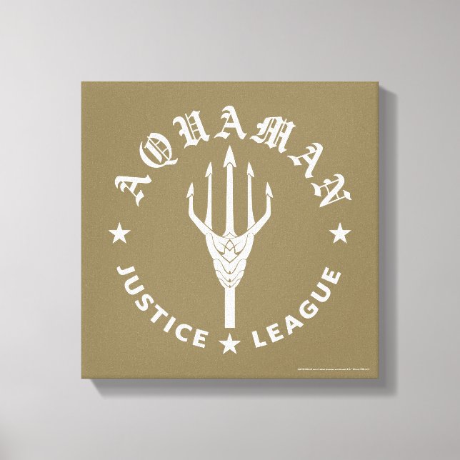 Toile Ligue de Justice | Aquaman Retro Trident Emblem (Recto)