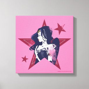 Toile Ligue de Justice   Wonder Woman & Stars Pop Art