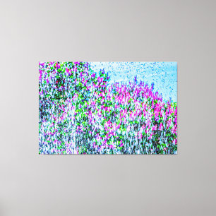 Toile Lilas violets, eau de fontaine, ciel bleu
