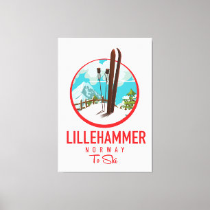 Toile Lillehammer Norvège logo Ski