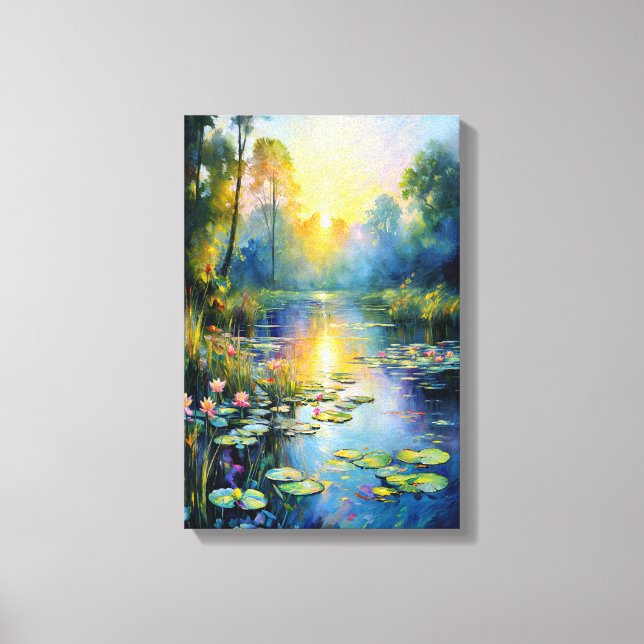 Toile Lily Pond inspiré par Monet à Sunrise Impressionni (Recto)