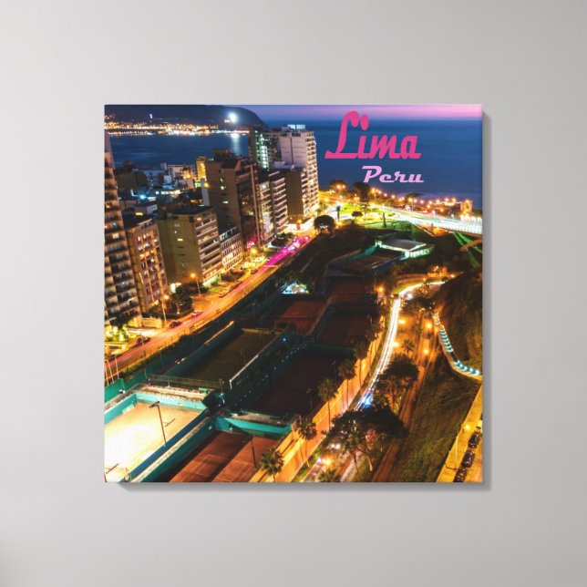 Toile Lima Pérou Capitale Côte Pacifique Ville Lumière N (Recto)