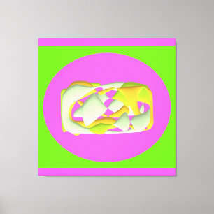 Toile Lime Vert et violet clair motifs