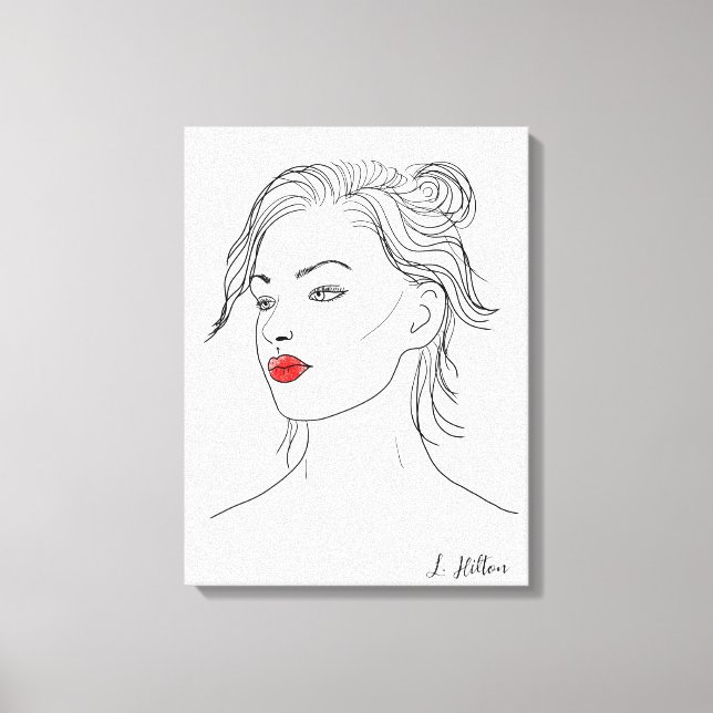 Toile Line Art | Femme en rouge (Recto)