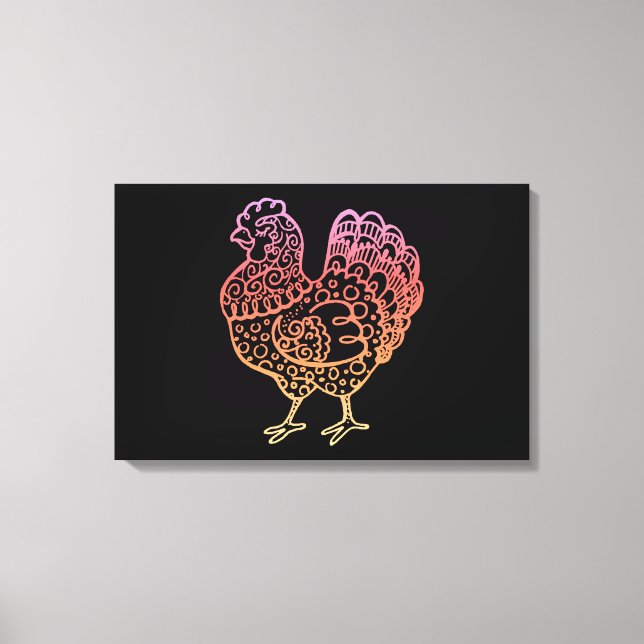 Toile Lineart de poulet orange (Recto)