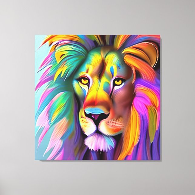 Toile Lion Abstrait Face Mystical Imaginaire Art (Recto)