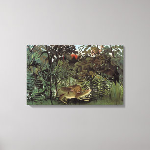 Toile Lion affamé par Henri Rousseau, animal sauvage Vin