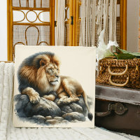 Lion africain Regal reposant sur un rocher - Aquar