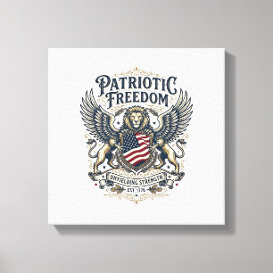 Toile Lion Aigle Patriotique Animal Hybride Gardien Patr