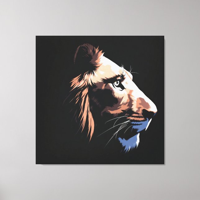 Toile Lion avec Arrière - plan noir | HD (Recto)