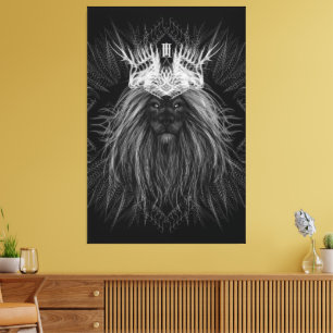 Toile Lion avec monogramme de couronne