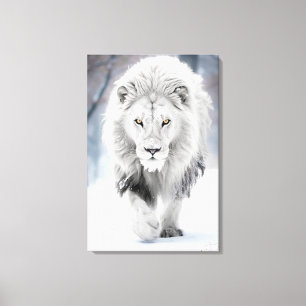 Toile Lion blanc majestueux en hiver Wonderland Design