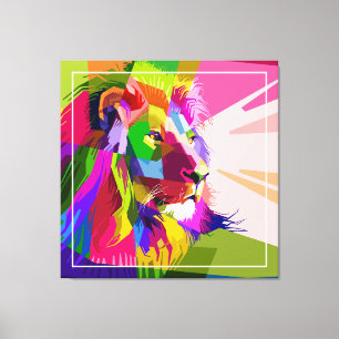 Toile Lion Colorful Prismatic Pop Art Design-62501