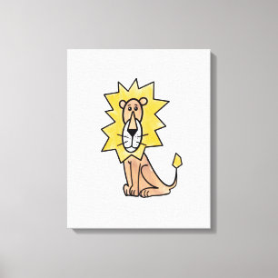 Toile lion mignon dessin animé enfants rétro safari jung