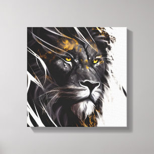 Toile Lion Portrait Animal Peinture Faune Aventure