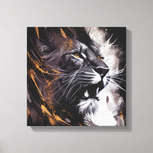 Toile Lion Portrait Animal Peinture Faune Aventure