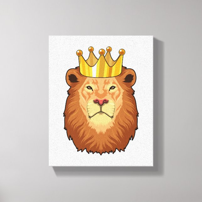 Toile Lion roi avec couronne (Recto)
