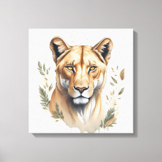 Toile Lionne aquarelle