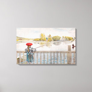 Toile Lisbet Fishing par Carl Larsson, Art Vintage