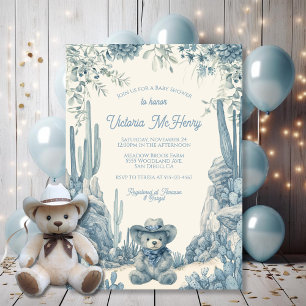 Toile Little Cowboy Teddy Bear Baby Dusche Einladung
