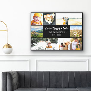 Toile Live Laugh Love Black Photo Collage