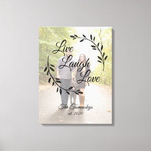 Toile Live Laugh Love Photo et nom de famille