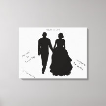 Livre d'invité mariage Couple Silhouette Canvas