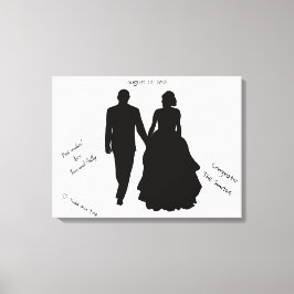 Toile Livre d'invité mariage Couple Silhouette Canvas