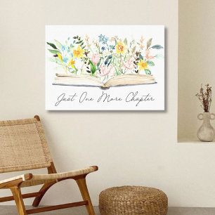 Toile Livre ouvert aquarelle avec fleurs esthétique flor