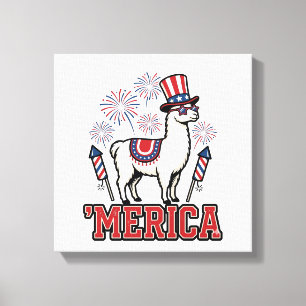 Toile Llama Patriotique Merica Design Vectoriel Vintage_