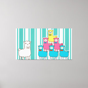 Toile Llamas et rayures