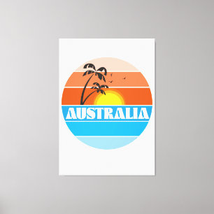 Toile logo australien rétro coucher de soleil 80s