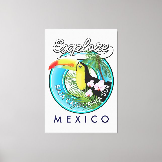 Toile Logo rétro de Baja California Sur Mexico (Recto)