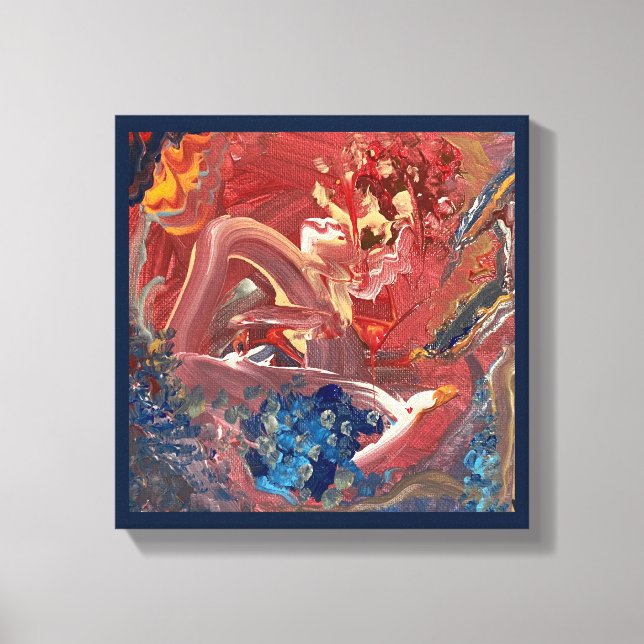 Toile L'oiseau et le lac peinture acrylique (Recto)