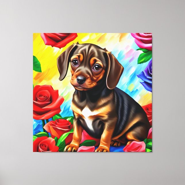 Toile Lonely Dachshund Carlin Puppy Chig Art (Recto)