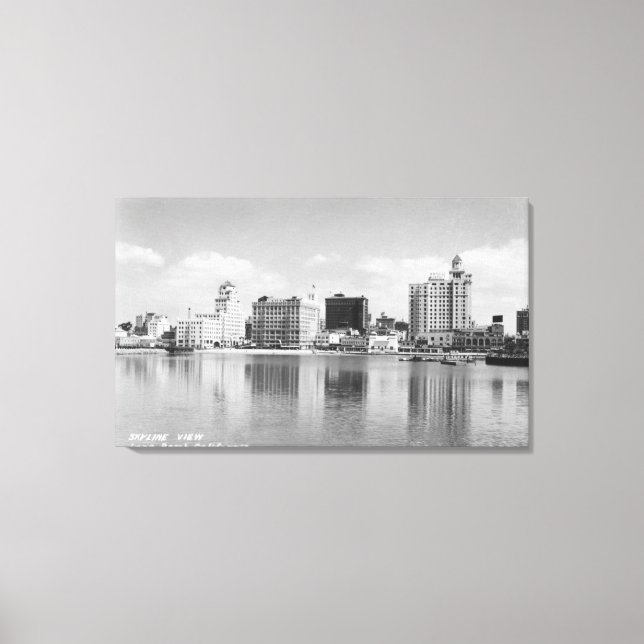 Toile Long Beach, California City Skyline View (Recto)
