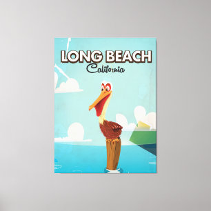 Toile Long Beach Californie Voyage Vintage Pélican