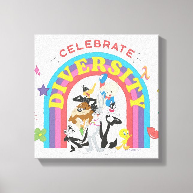 Toile LOONEY TUNES™ - Celebrate Diversity Pride Rainbow (Recto)