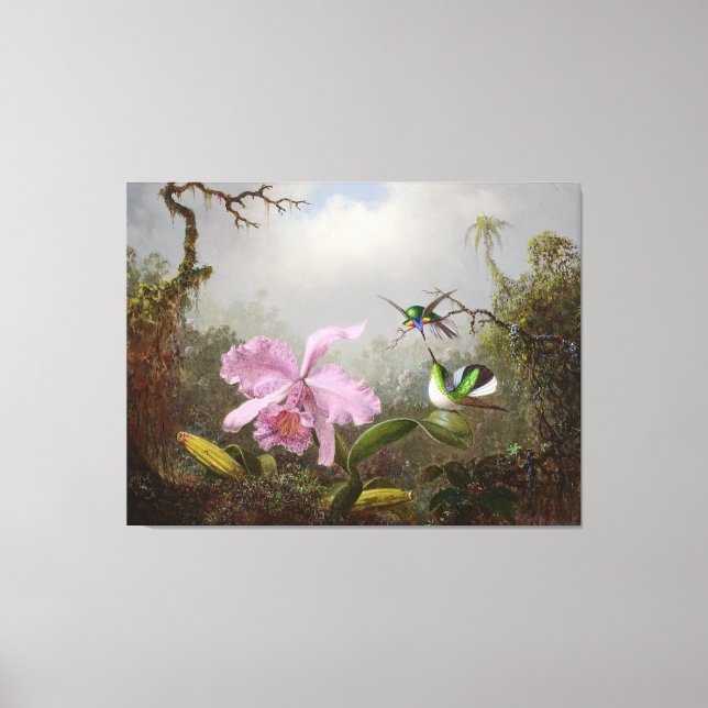 Toile L'orchidée HEADE Cattleya avec des colibris brésil (Recto)