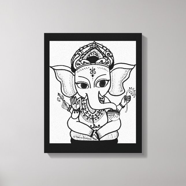 TOILE LORD GANESHA PEINTURE ACRYLIQUE (Recto)