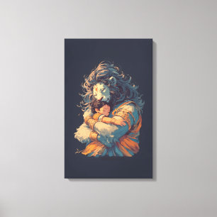 Toile Lord Narasimha Hugging Prahlada Canvas Mur Art
