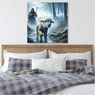 Toile Lost Lamb With Shepherd In Rainy Forest