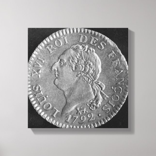 Toile Louis d'or représentant Louis XVI, 1792 (Recto)